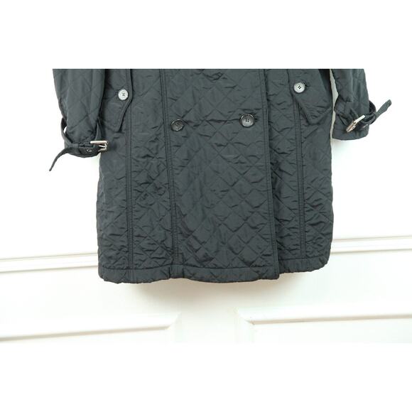 NO BELT Max Mara Weekend Black Quilted Women's Trench Coat US 12 - Picture 3 of 13